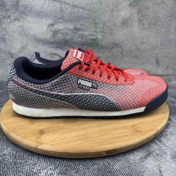 Puma Roma Shoes Mens Size 10.5 Red Black Mesh Low Top Running Trainers 360091-01 - Picture 1 of 10